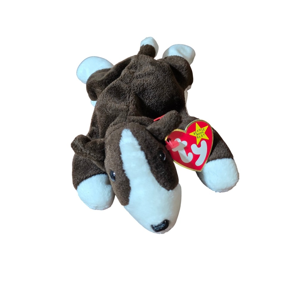 Ty Beanie Babies Bruno The Dog Plush 1997 Brown White Rare Collectible